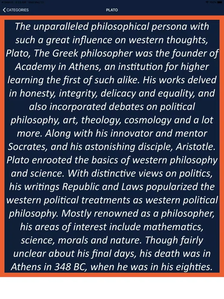 Capturas de pantalla de Plato Wisdom iPad 