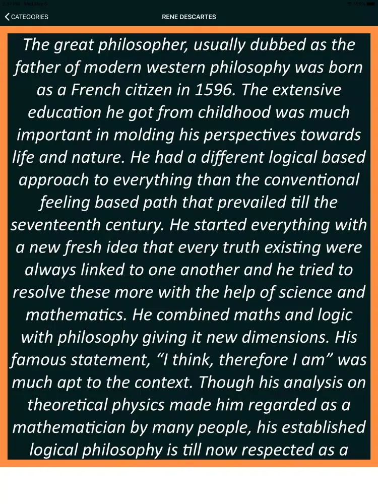 Ảnh chụp màn hình của Rene Descartes Wisdom iPad 