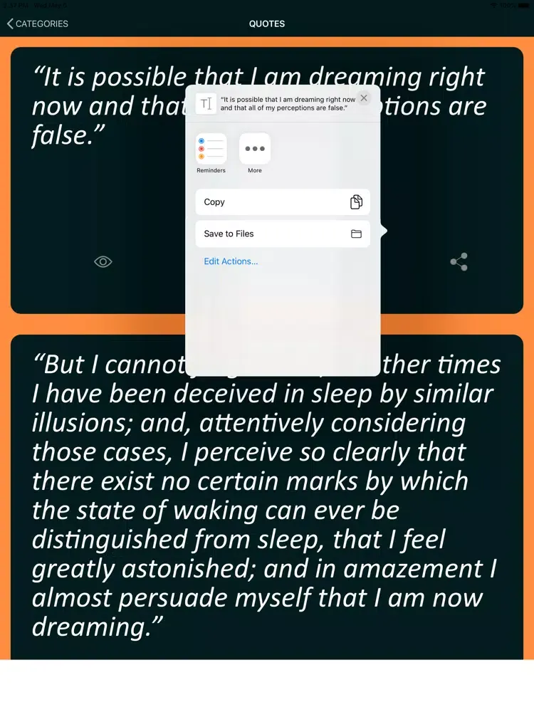 Ảnh chụp màn hình của Rene Descartes Wisdom iPad 