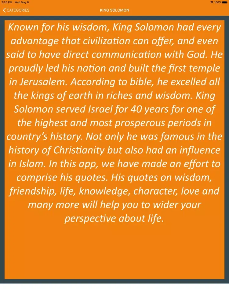 Tangkapan skrin Wisdom of King Solomon iPad 