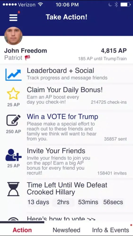 Official Trump 2020 App Screenshots