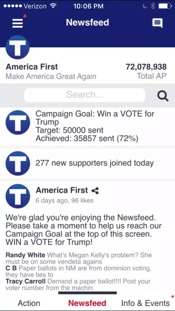 Official Trump 2020 App Screenshots