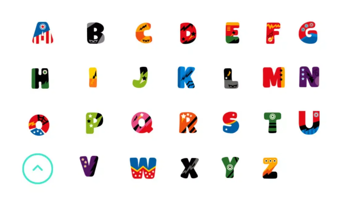 Tangkapan layar SuperHERO Alphabet