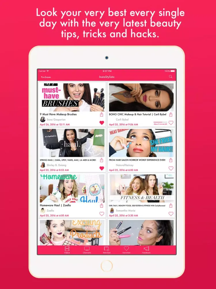InstaStylista - Eazy Makeup, Hair and Beauty Video Tutorials for YouTube iPad 应用截图