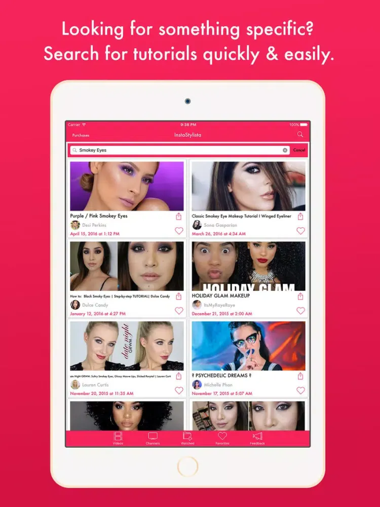 InstaStylista - Eazy Makeup, Hair and Beauty Video Tutorials for YouTube iPad 应用截图