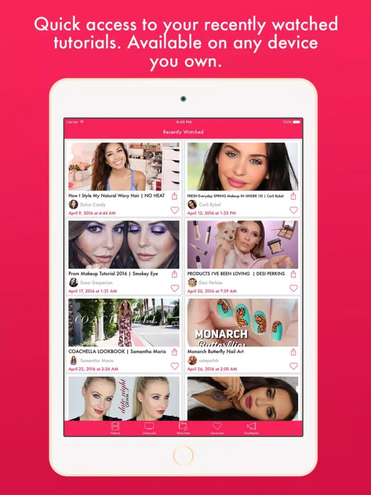 InstaStylista - Eazy Makeup, Hair and Beauty Video Tutorials for YouTube iPad 应用截图