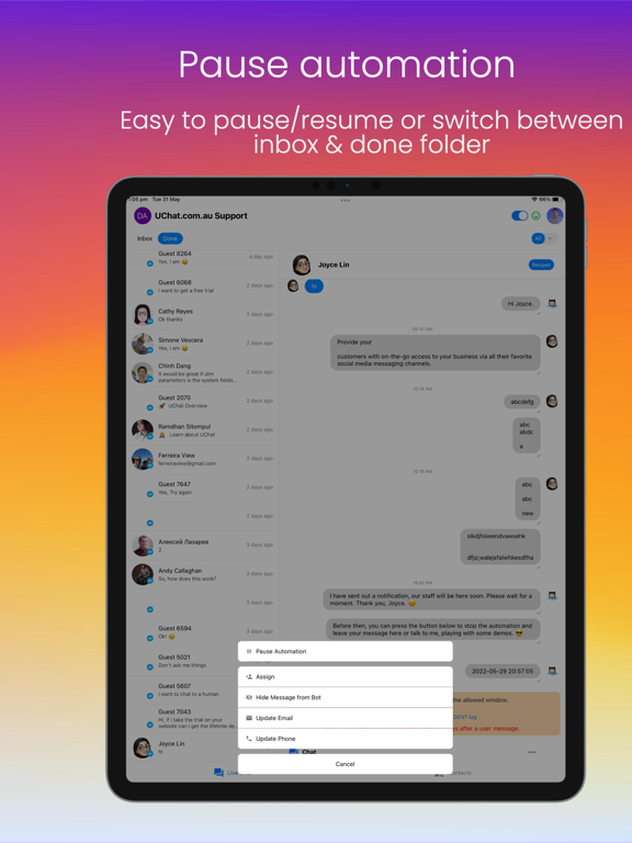 UChat Live Chat iPad  Screenshots