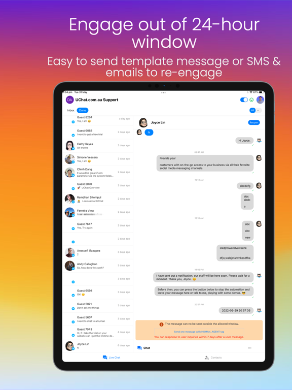 UChat Live Chat iPad  Screenshots