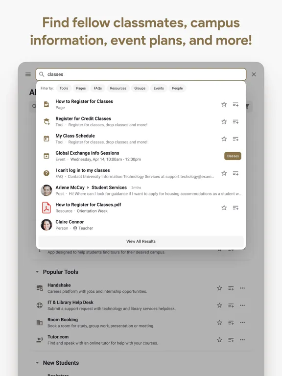 Tangkapan layar Oakland University MySail iPad 