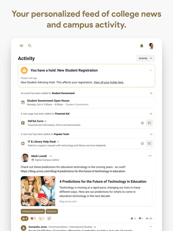 Tangkapan layar Oakland University MySail iPad 