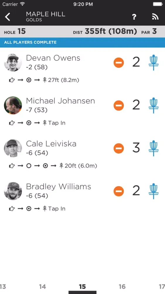 Capturas de tela do UDisc Live - Scorekeeper App