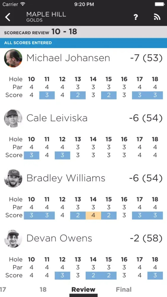 Capturas de tela do UDisc Live - Scorekeeper App