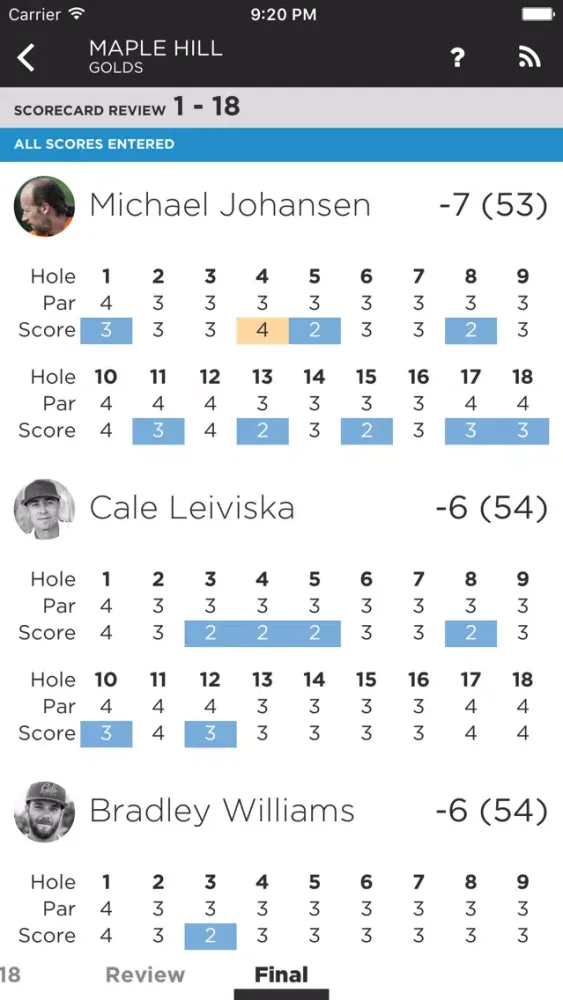 Capturas de tela do UDisc Live - Scorekeeper App