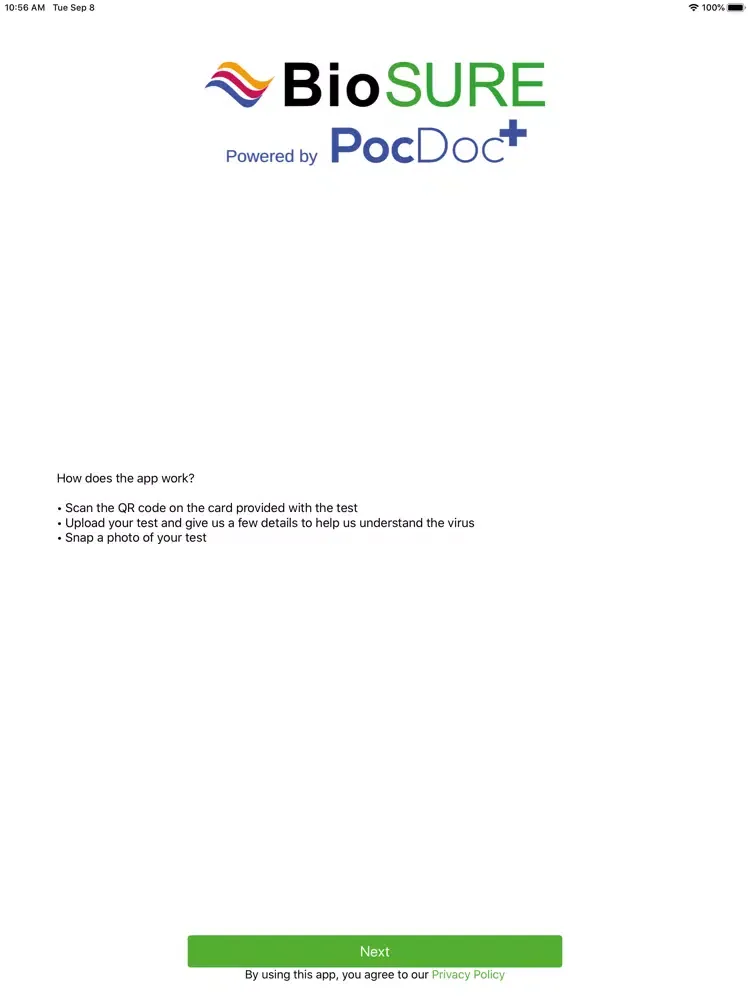 BioSure powered by PocDoc iPad  Screenshots