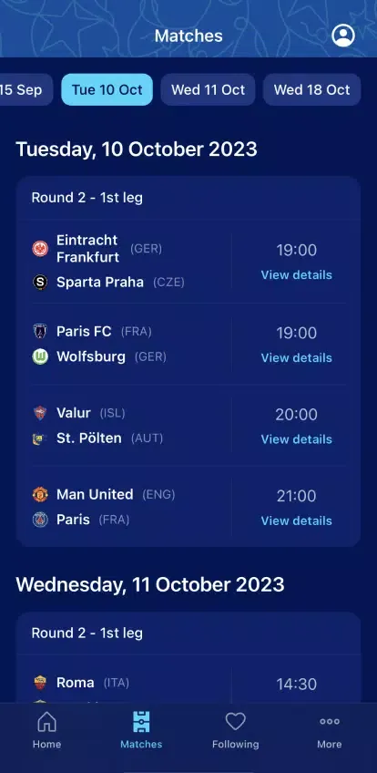 Capturas de pantalla de UEFA Women's Champions League