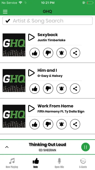 Capturas de tela do GHQ App