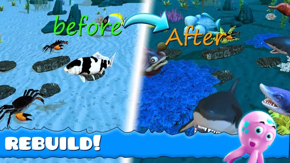 Capturas de tela do Hungry Fish Feed And Grow