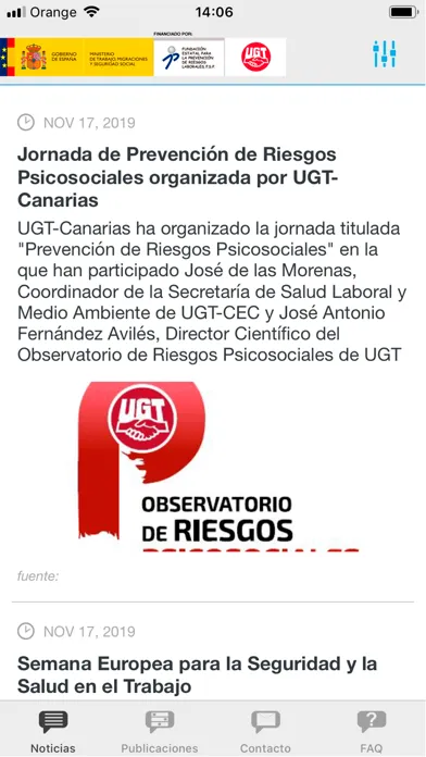 Tangkapan skrin Gestión psicosocial sindical