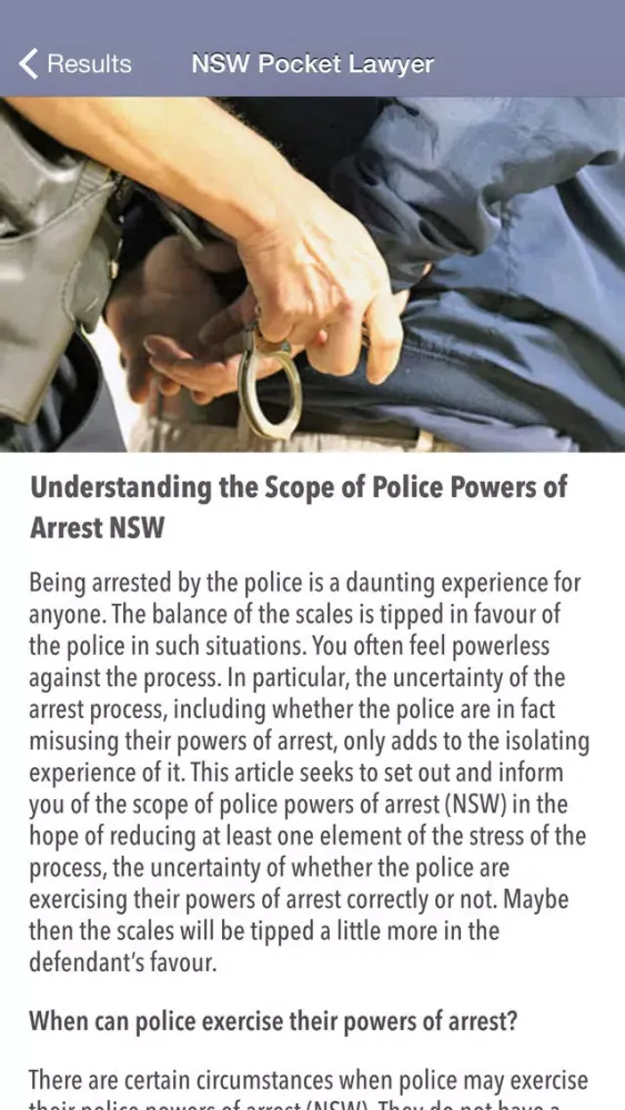 Tangkapan skrin NSW Pocket Lawyer
