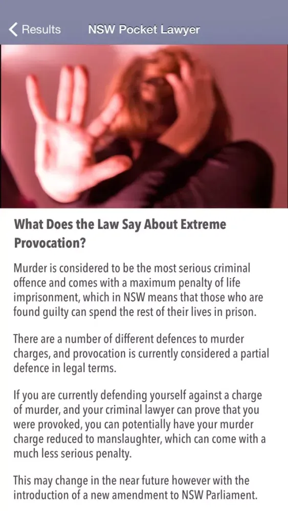 Tangkapan skrin NSW Pocket Lawyer
