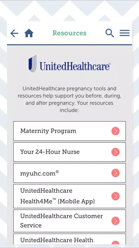 ภาพหน้าจอของ UHC Healthy Pregnancy