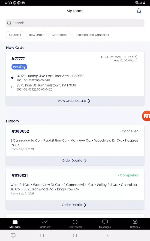 Ảnh chụp màn hình của TLI Workflow (Go.Driver)