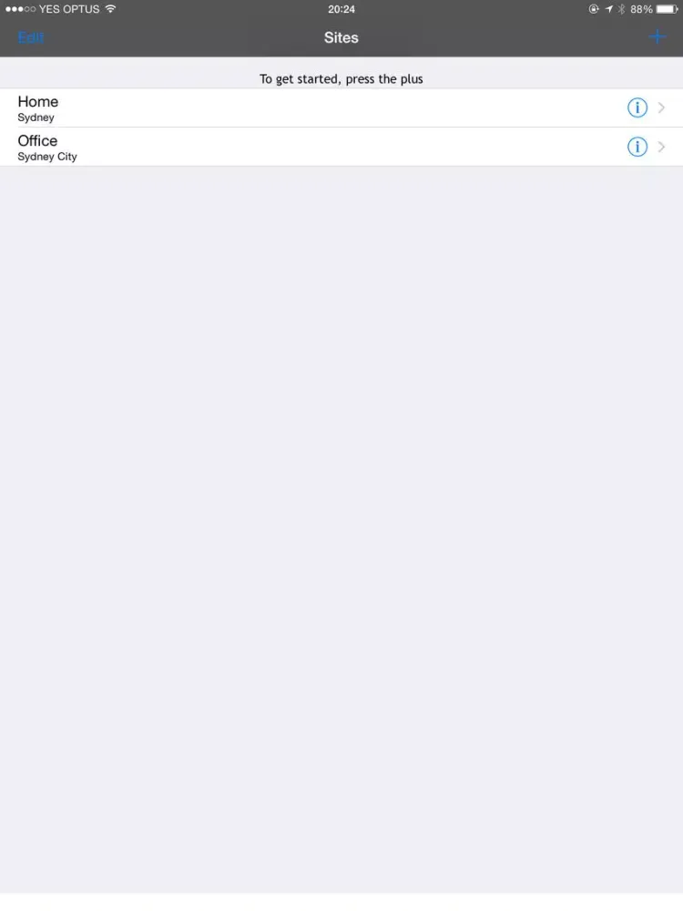 Ảnh chụp màn hình của G4S ZeroWire iPad 