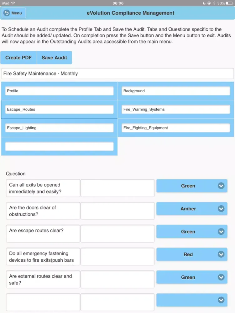 eVolution Compliance iPad Screenshots