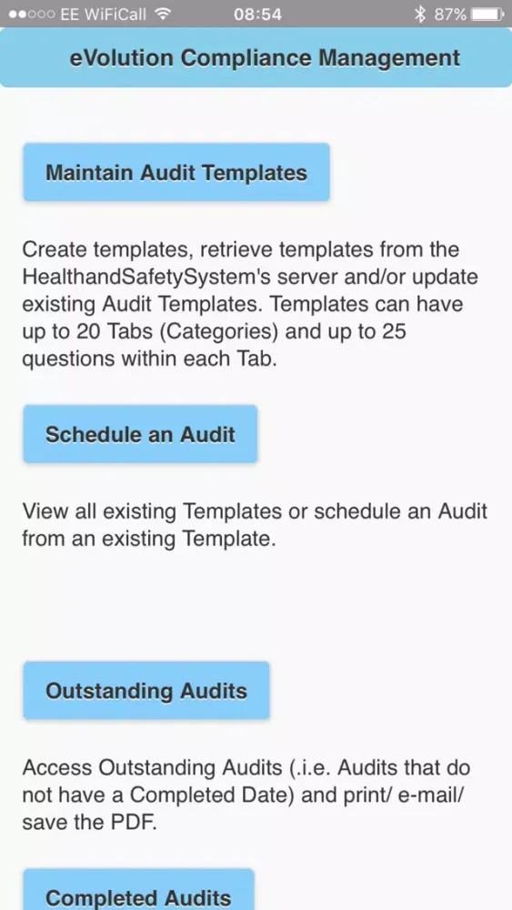 eVolution Compliance Screenshots