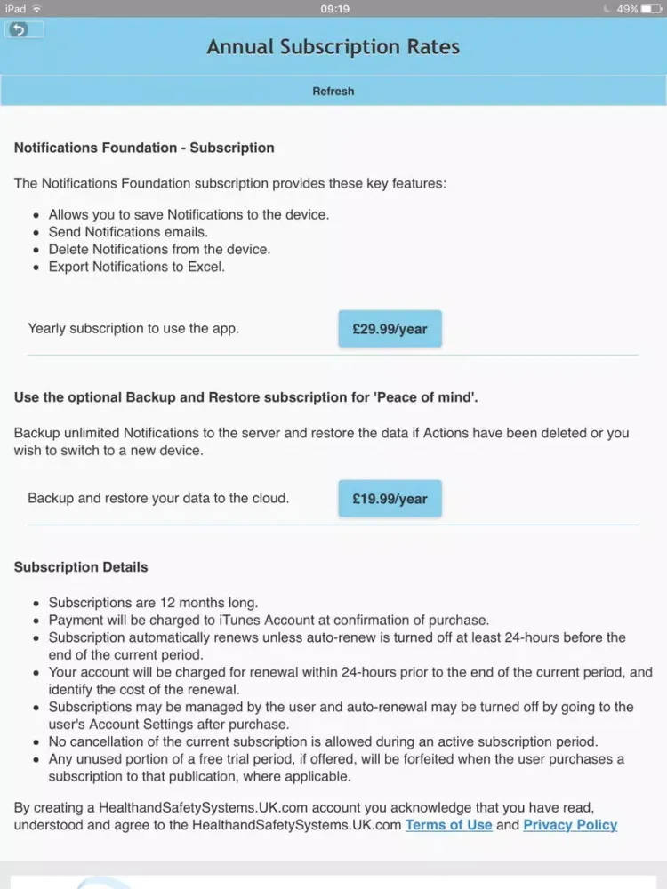eVolution Safety Notifications iPad Screenshots