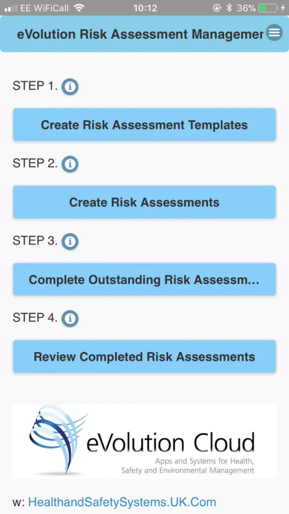 eVolution Risk Assessment Screenshots