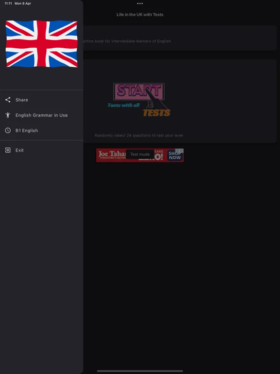 Ảnh chụp màn hình của Life in the UK 2024 Tests iPad 