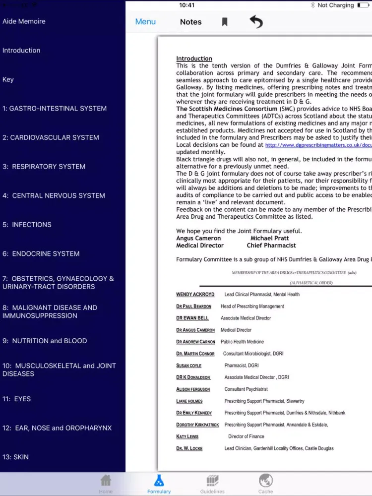 Capturas de tela do Lanarkshire Formulary iPad 