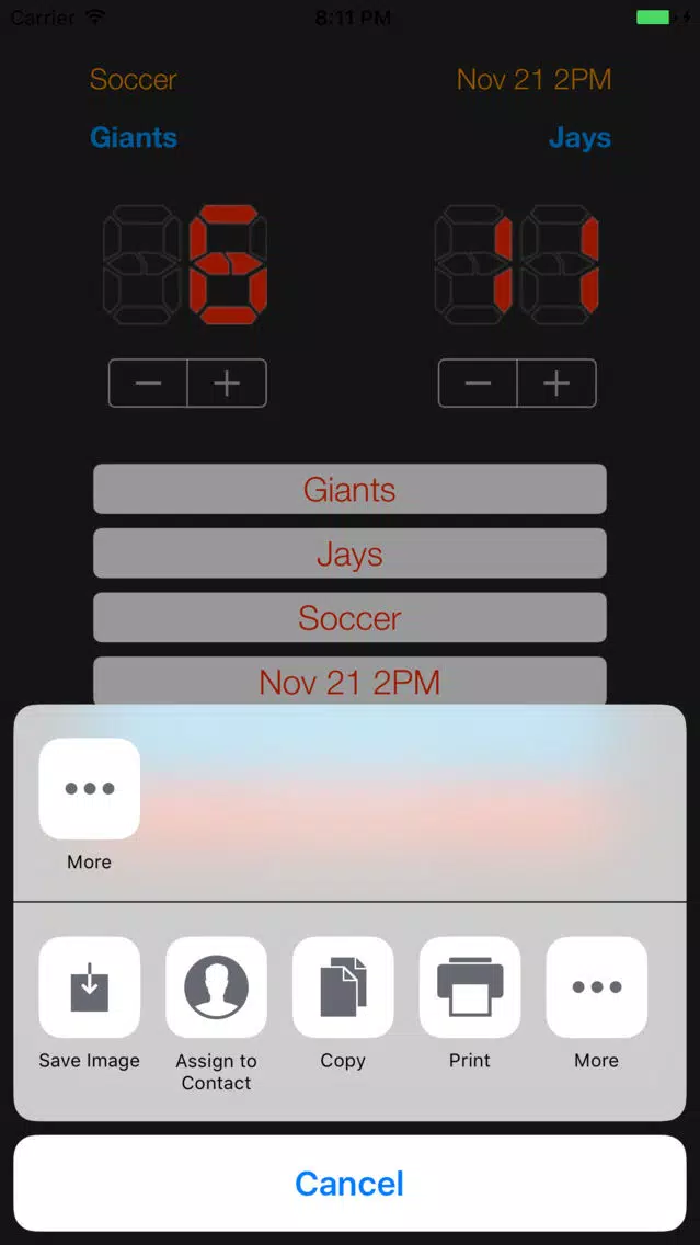 Tangkapan layar uKeepScore One Watch