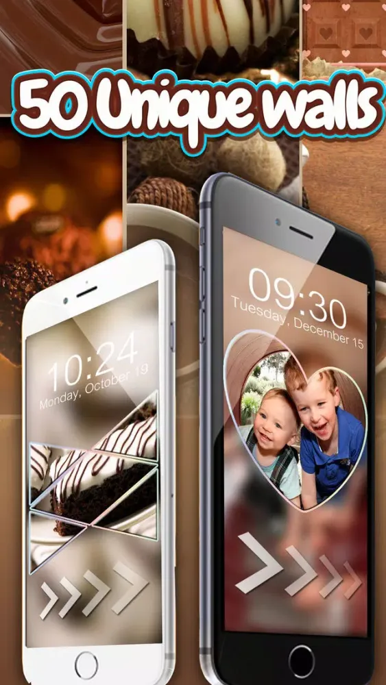 Capturas de tela do Lock Screen Photos Pro in Chocolate Themes