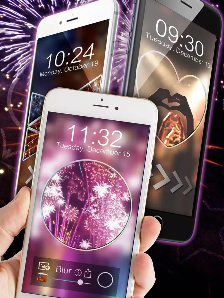 Blur Lock Screen Photo Fireworks Themes Fashion iPad  스크린샷