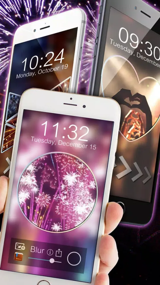 Blur Lock Screen Photo Fireworks Themes Fashion 스크린샷
