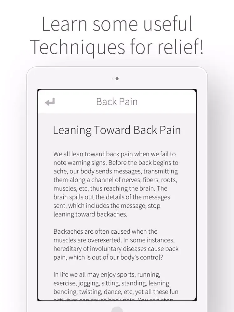 Скриншоты Back Pain - Causes and Relief of Any Chronic Ache or Pains From Damage or Strain iPad 