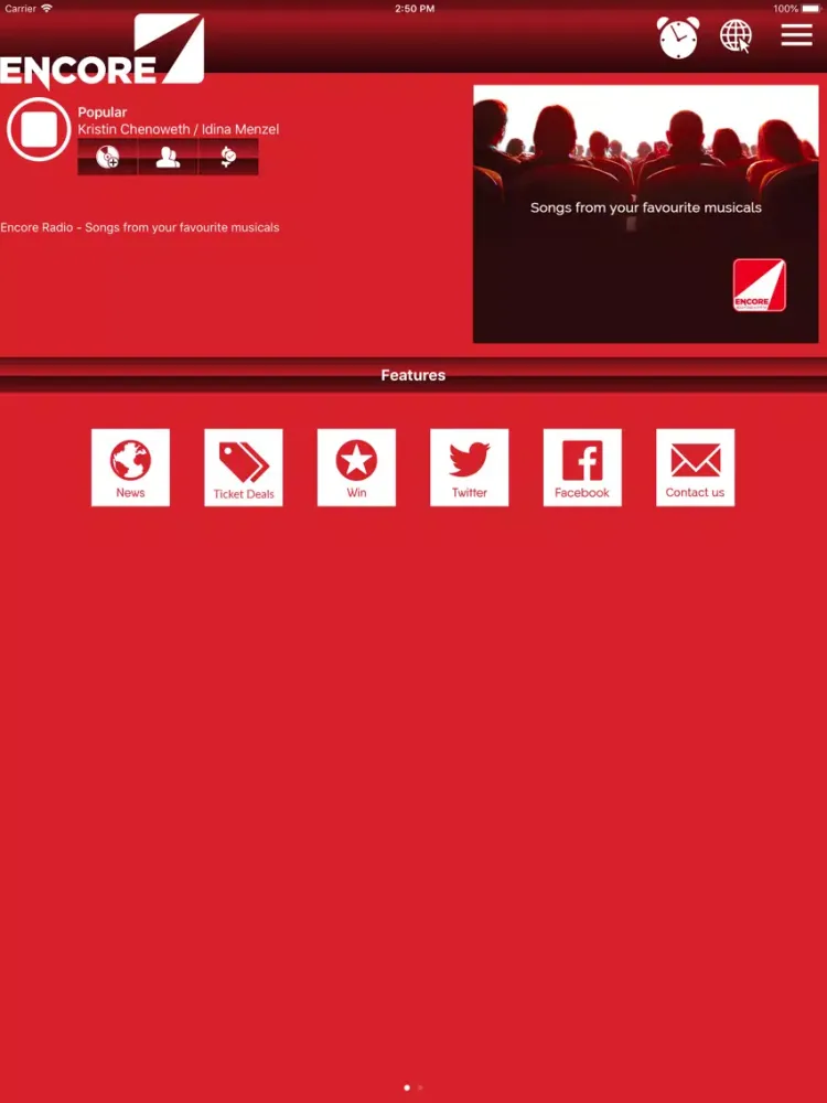 ภาพหน้าจอของ Encore Radio iPad 