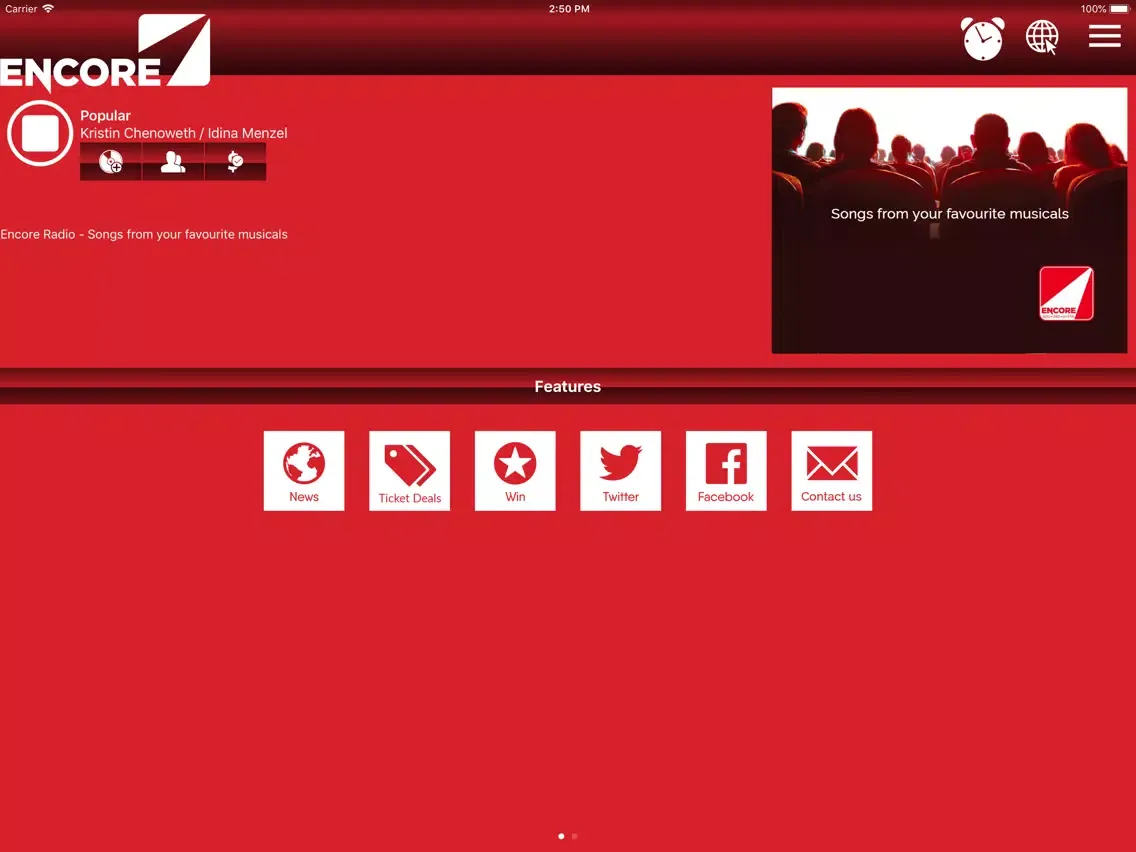 ภาพหน้าจอของ Encore Radio iPad 