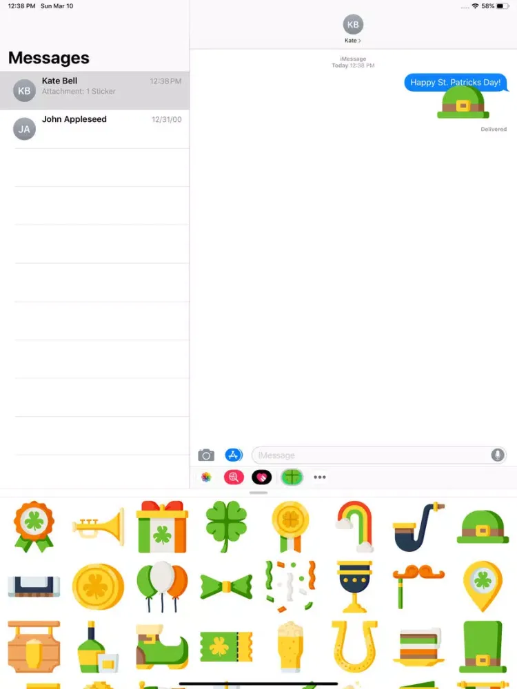 Tangkapan skrin St. Patricks Day Sticks iPad 