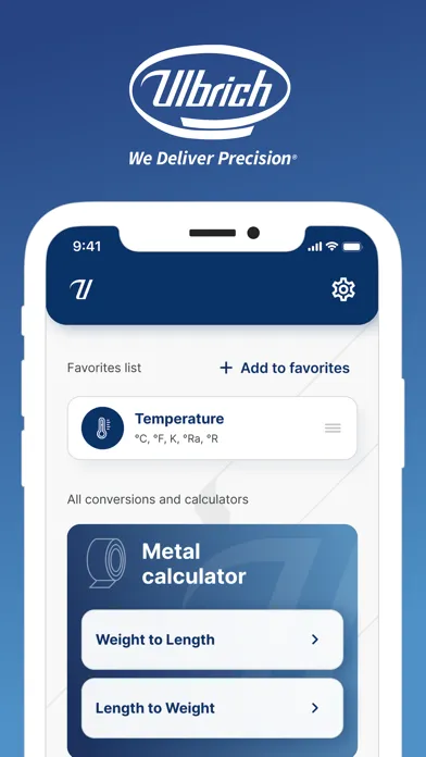 Ulbrich Metals Calculator Screenshots
