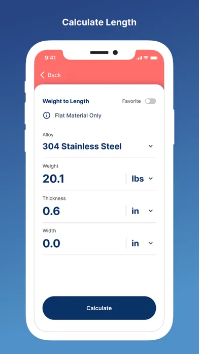 Ulbrich Metals Calculator Screenshots
