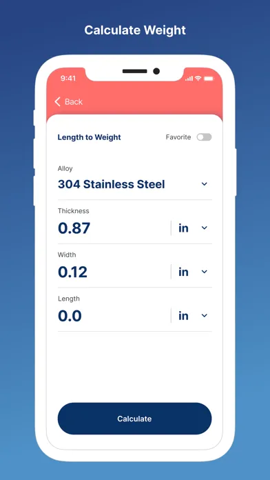 Ulbrich Metals Calculator Screenshots