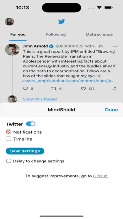Screenshot di MindShield