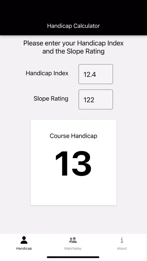 Zrzuty ekranu Handicap Calculator