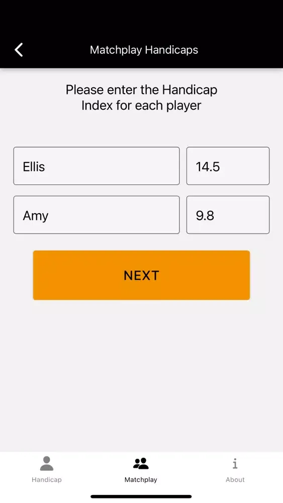 Zrzuty ekranu Handicap Calculator