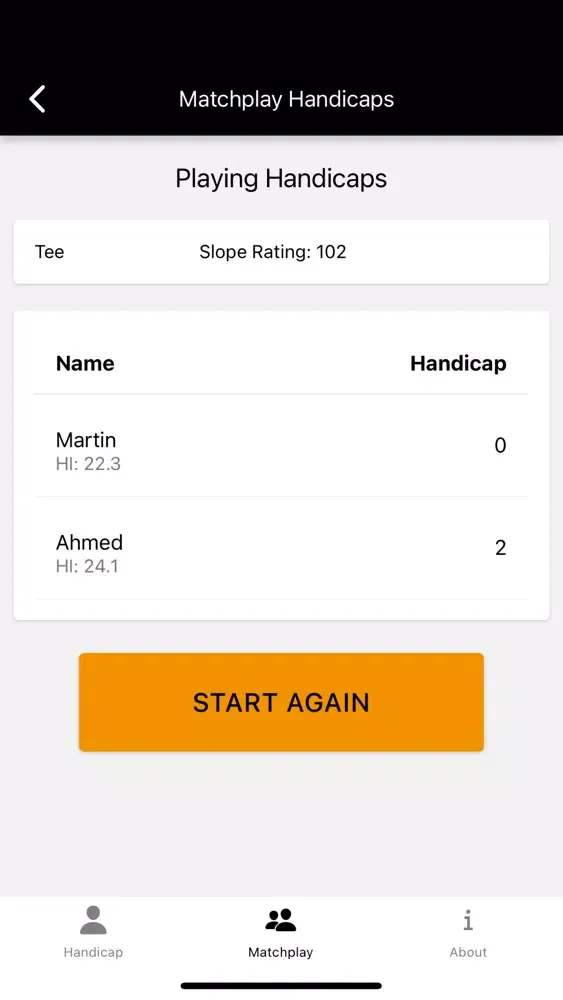 Zrzuty ekranu Handicap Calculator