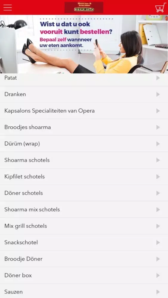 Capturas de tela do Opera Shoarma Gorinchem