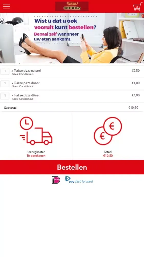 Capturas de tela do Opera Shoarma Gorinchem